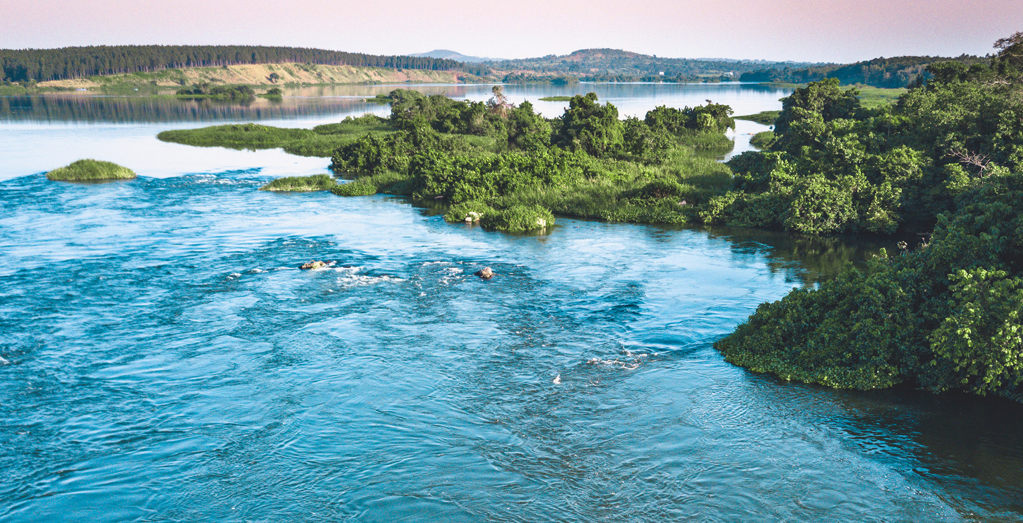 Scenic views of Lake Victoria at sunset near Mwanza city, the starting point of the safari