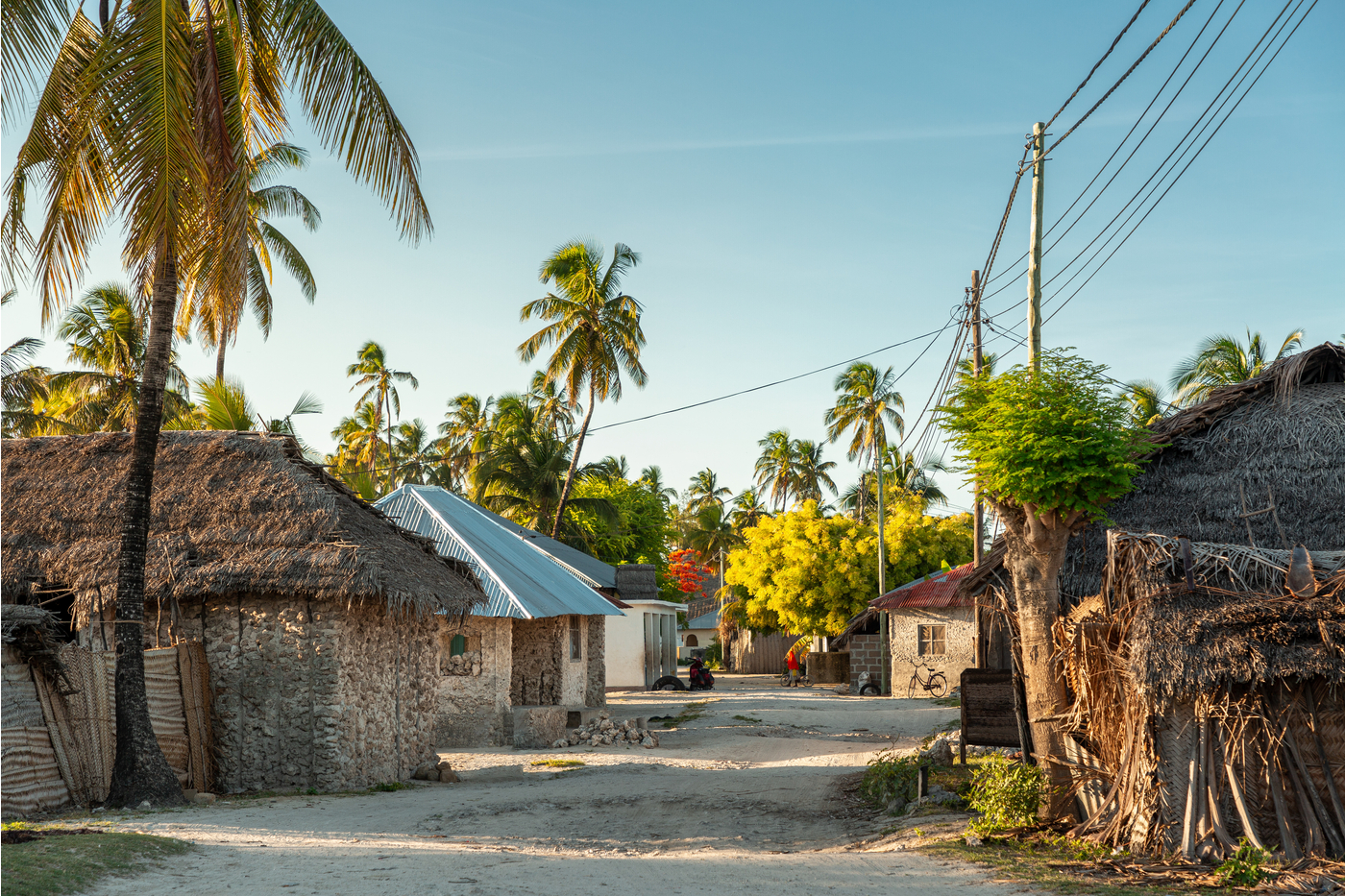 Traditional fishing village and beach in Jambiani Zanzibar