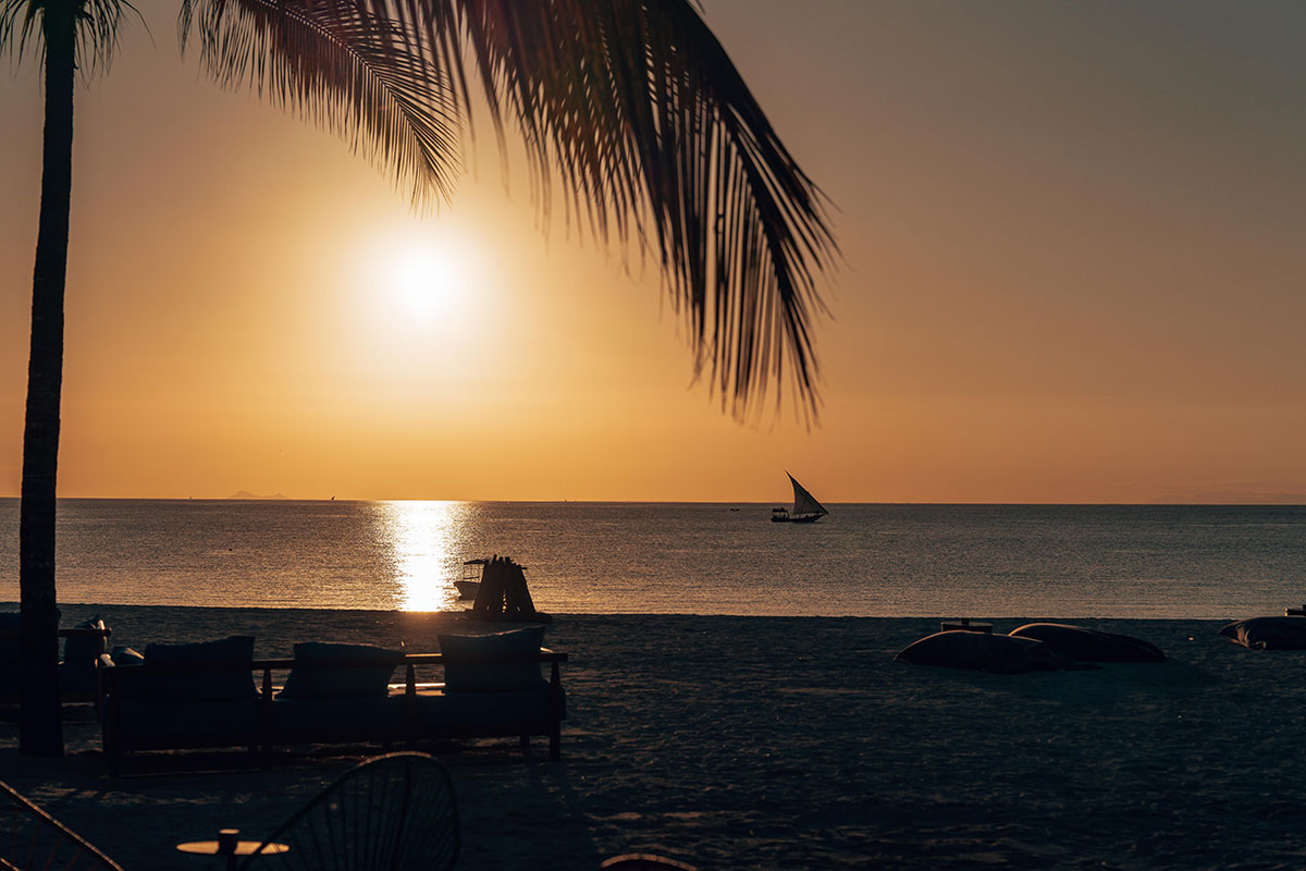 Kendwa beach soft white sand and luxury resorts in Zanzibar
